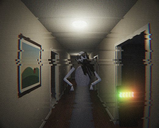 The ghost in Cold Spot coming down a hallway during a hunt